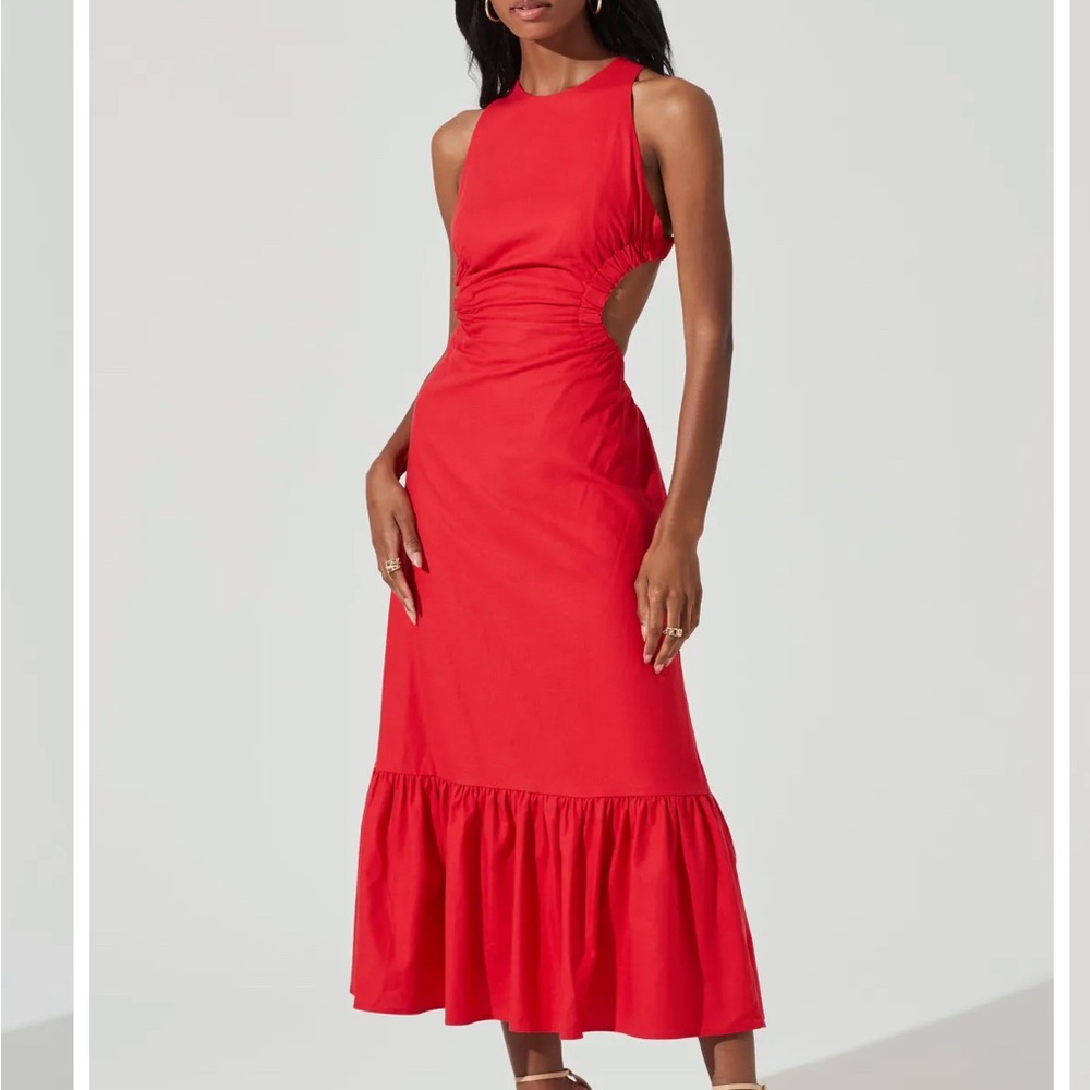 ASTR Open Back Linen Maxi Dress XS
